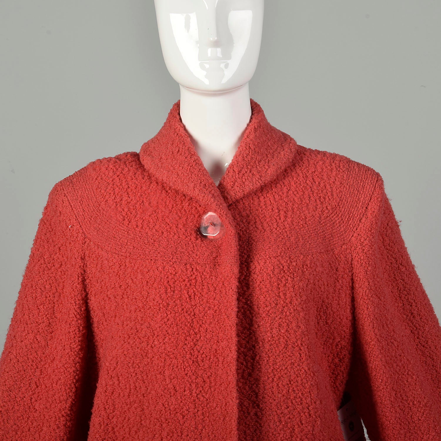 Medium 1950s Coat Red Wide Cuff Boucle Wool Rockabilly Swing Jacket