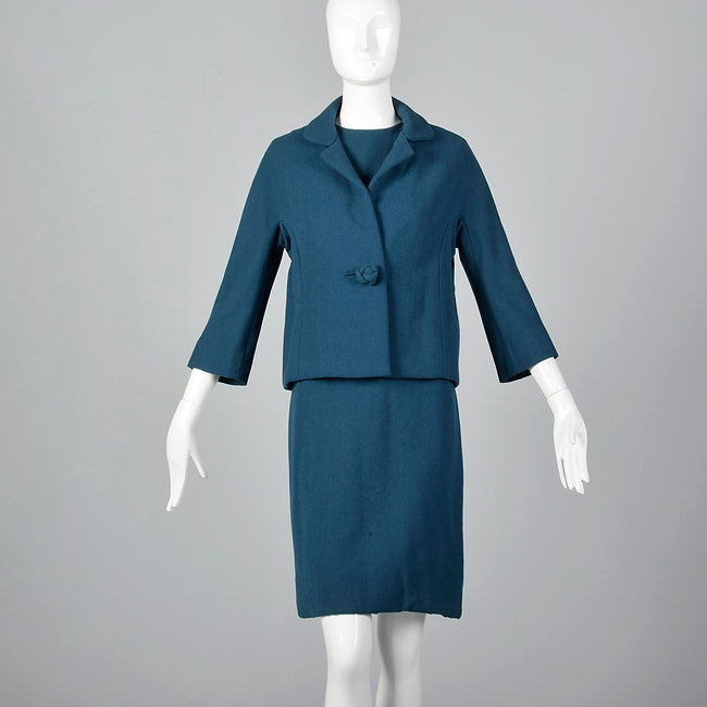1960s Teal Dress and Jacket Set