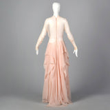 1950s Sheer Pink Dress with Draped Skirt