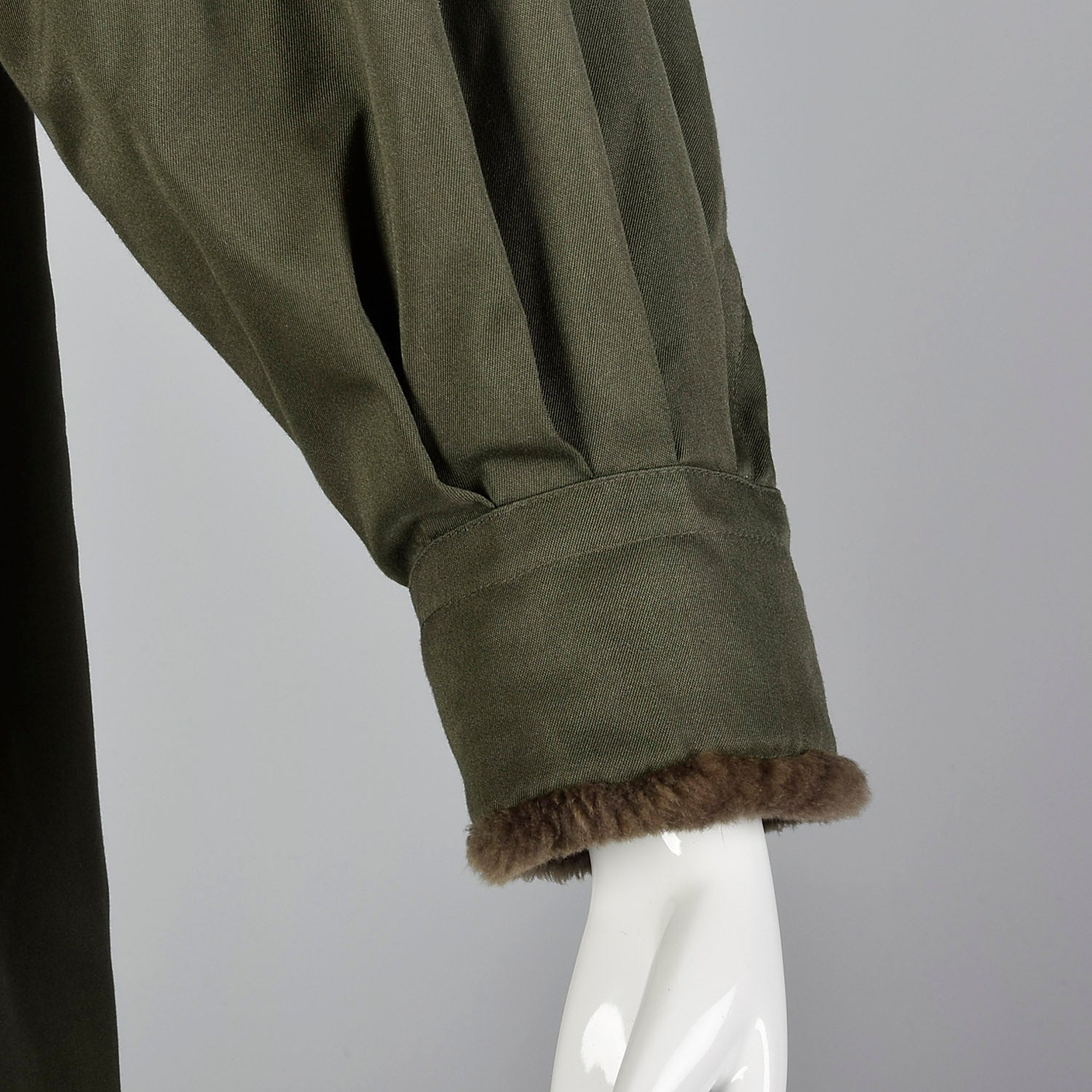 1980s Yves Saint Laurent Fourrures Olive Green Coat