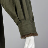 1980s Yves Saint Laurent Fourrures Olive Green Coat
