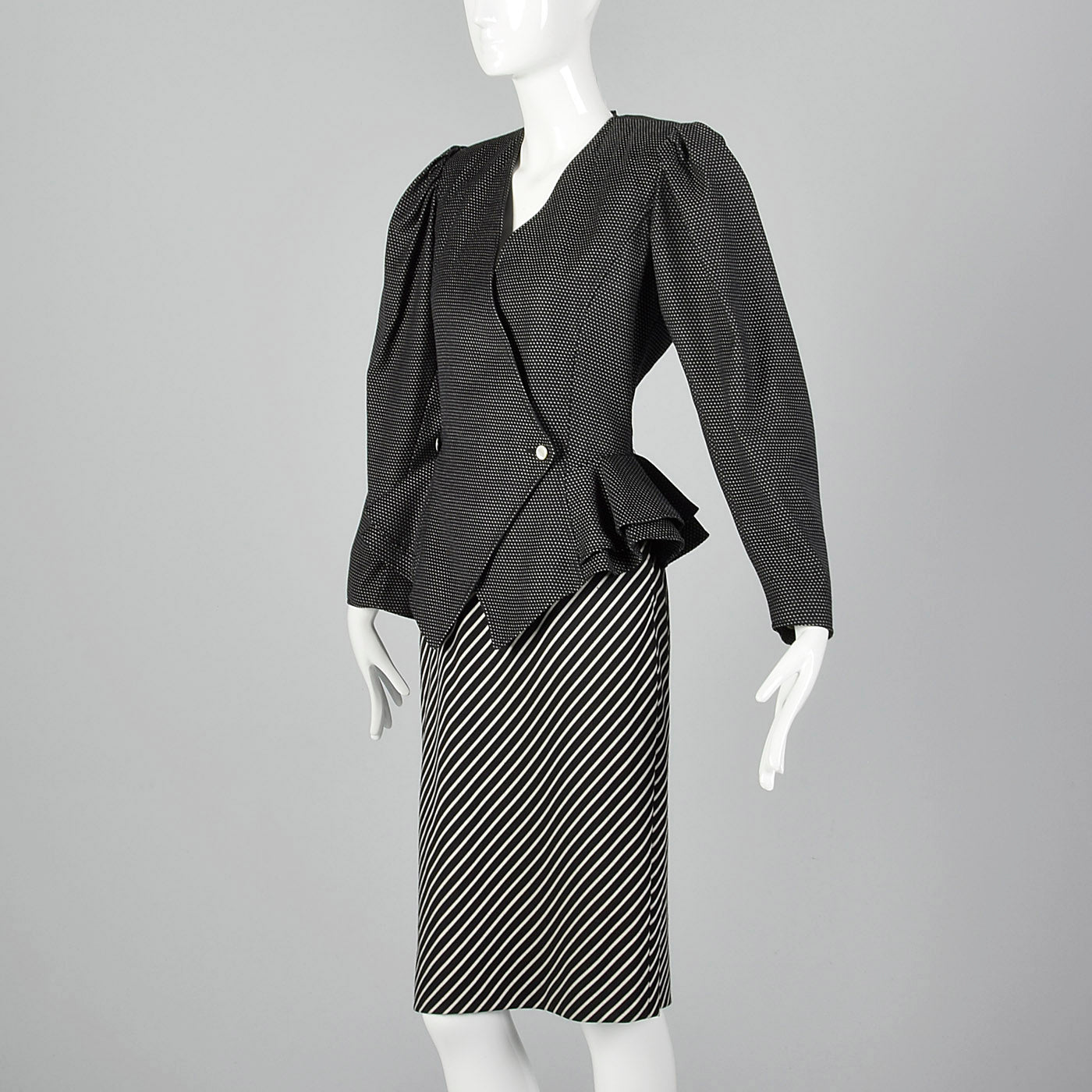 1980s Emanuel Ungaro Parallele Stripe Skirt Suit