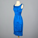 1950s Electric Blue Pencil Dress with Hip Sash