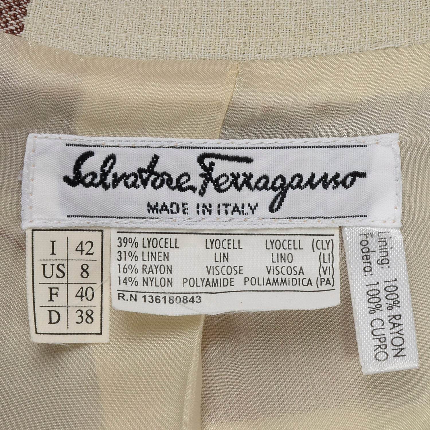 XS Salvatore Ferragamo Beige and Brown Plaid Blazer