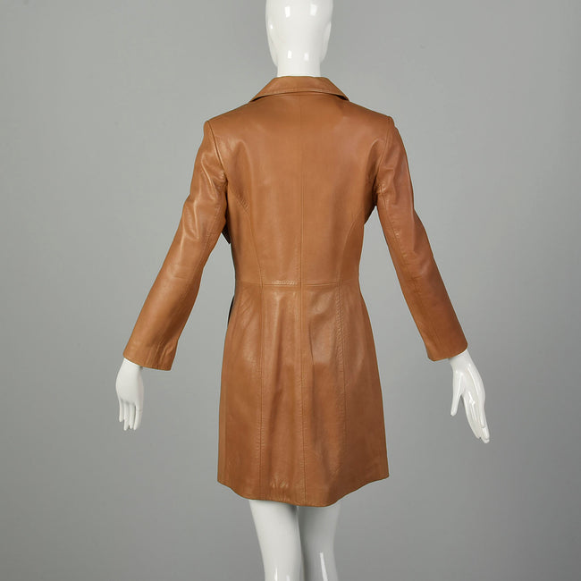 XS 1990s North Beach Leather Jacket Buttery Soft Tan Minimalist