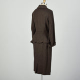 Medium 1950s Lilli Ann Skirt Suit Brown Wool Peplum Jacket Hourglass