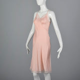 1950s Pink Silk Full Slip with Lace Trim, Bias Cut