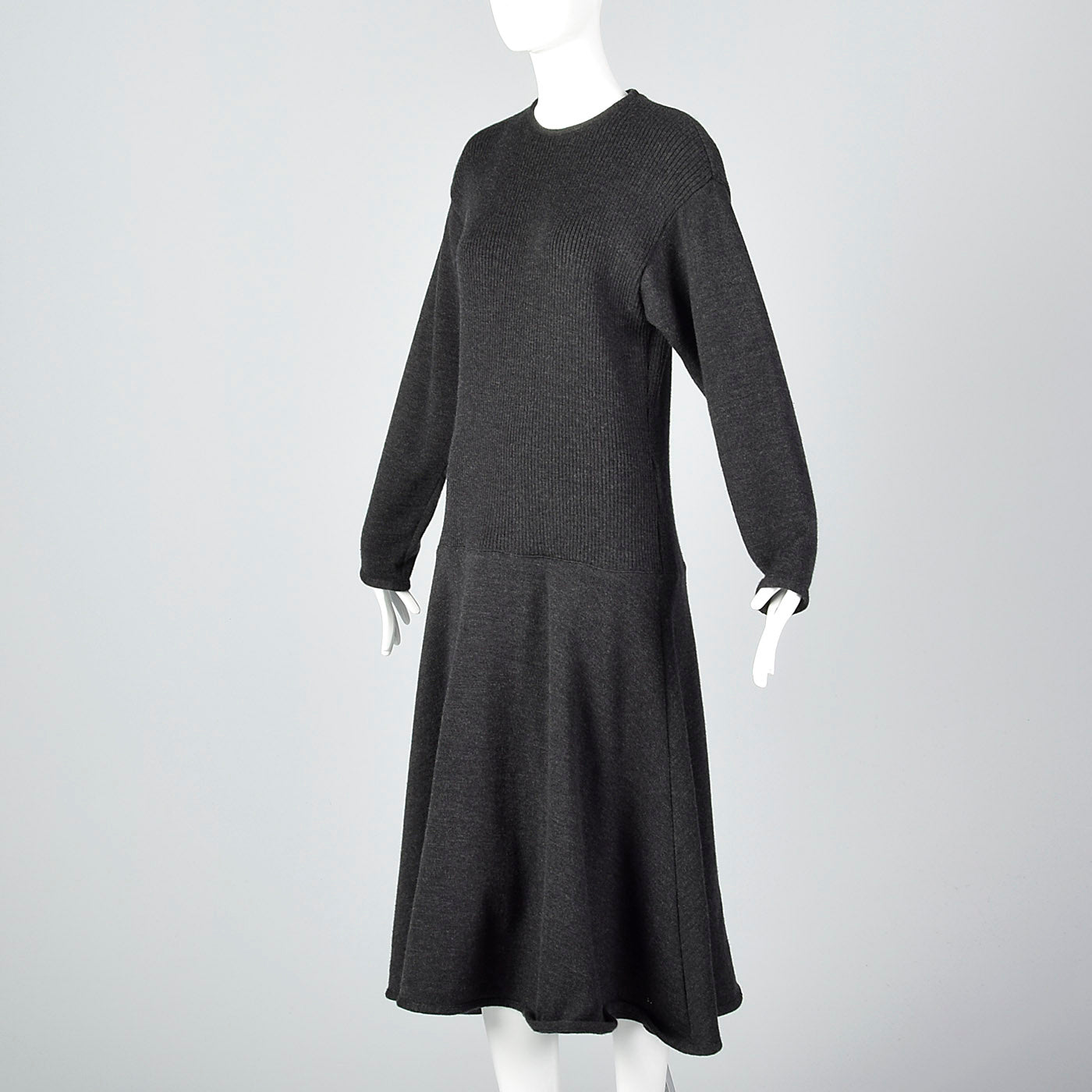 1970s Lilli Ann I. Magnin Gray Sweater Dress
