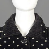 1980s Gianni Versace Skirt Oversized Blazer & Wrap Skirt in Black Velvet with White Polkadots