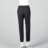 1960s Gray Wool Cigarette Pants with White Pinstripe