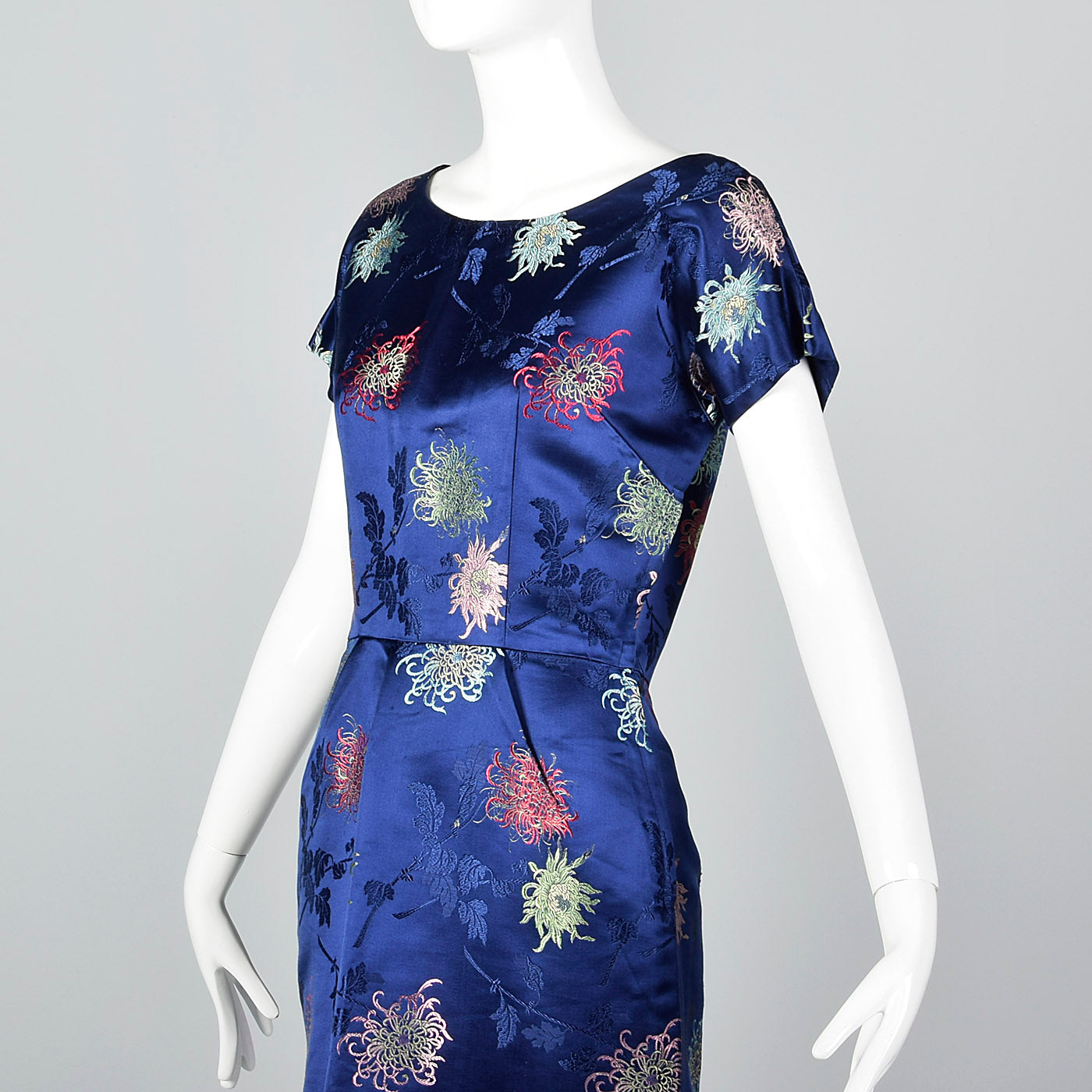 1960s Blue Brocade Dress with Matching Jacket