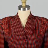 Medium 1940s Red and Black Check Jacket