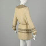 Small 1970s Coat Bohemian Hippie Autumn Wool Sweater Cardigan Vintage Outerwear