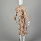 Medium 1990s Laura Ashley Dress Floral Wool Cotton Blend Long Sleeve Autumn
