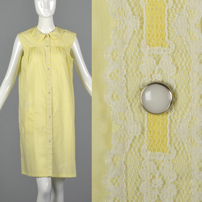 1960s Yellow House Dress with Snap Front