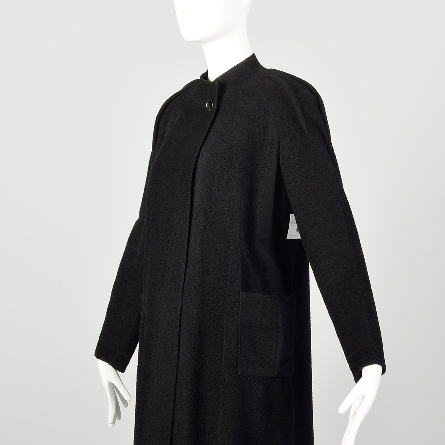 Medium 1930s Swing Coat Long Sleeve Soft Black Patch Pockets Winter