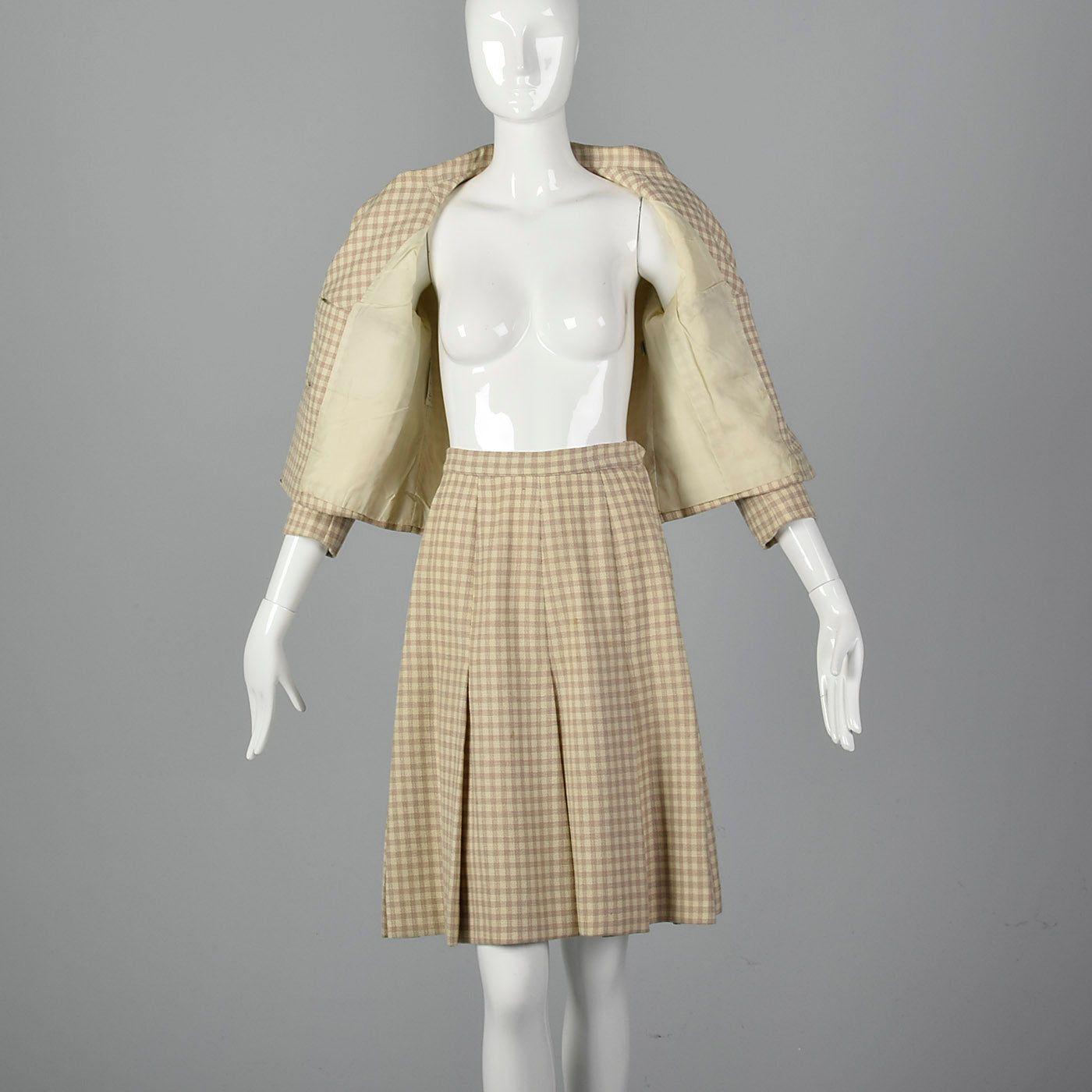 1960s Brown and Cream Skirt Suit