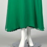Medium 1970s Mollie Parnis Green Evening Gown Formal Maxi Dress Cape