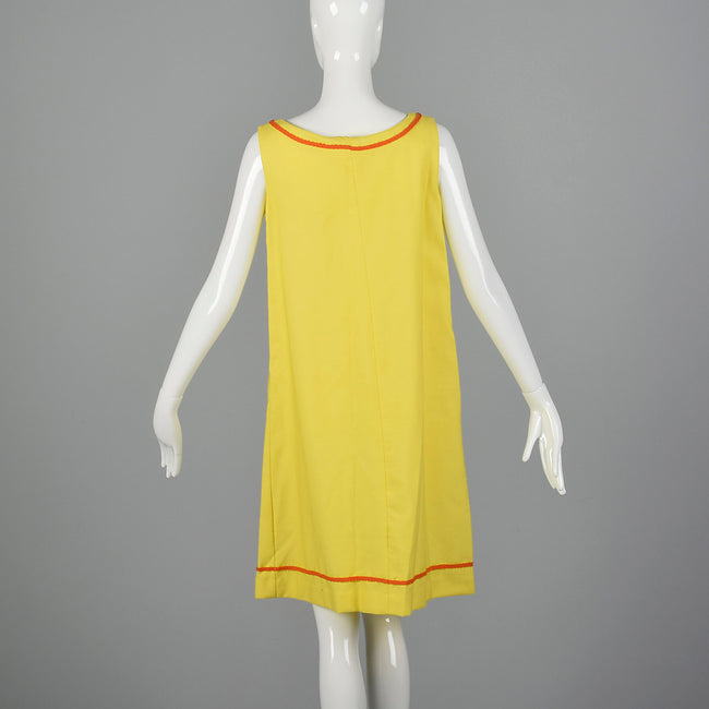 1960s Zip Front Dress with Pom Pom Ladybugs
