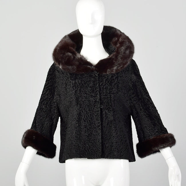 Large 1950s Black Persian Lamb Fur Coat