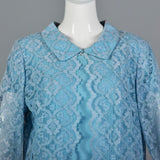 1960s Baby Blue Two Piece Set with Lace Trim