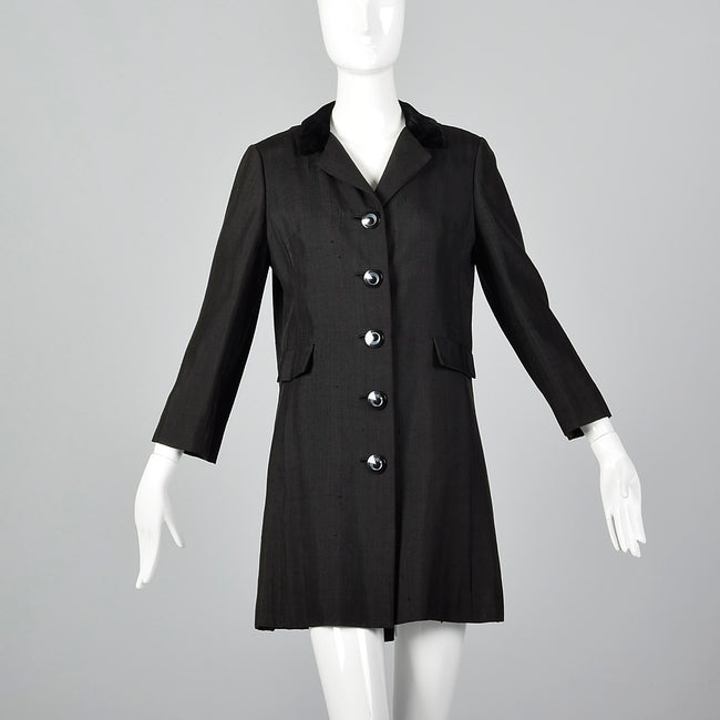 1960s Black Top Coat Style Jacket