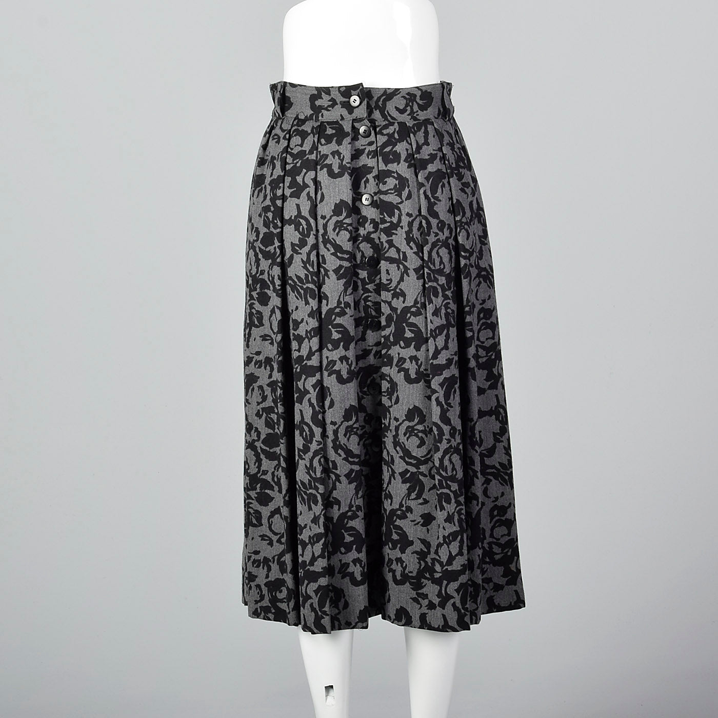 1980s Escada Gray and Black Wool Skirt