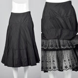 1950s Anne Fogarty Black Half Slip with Interior Lace Hem