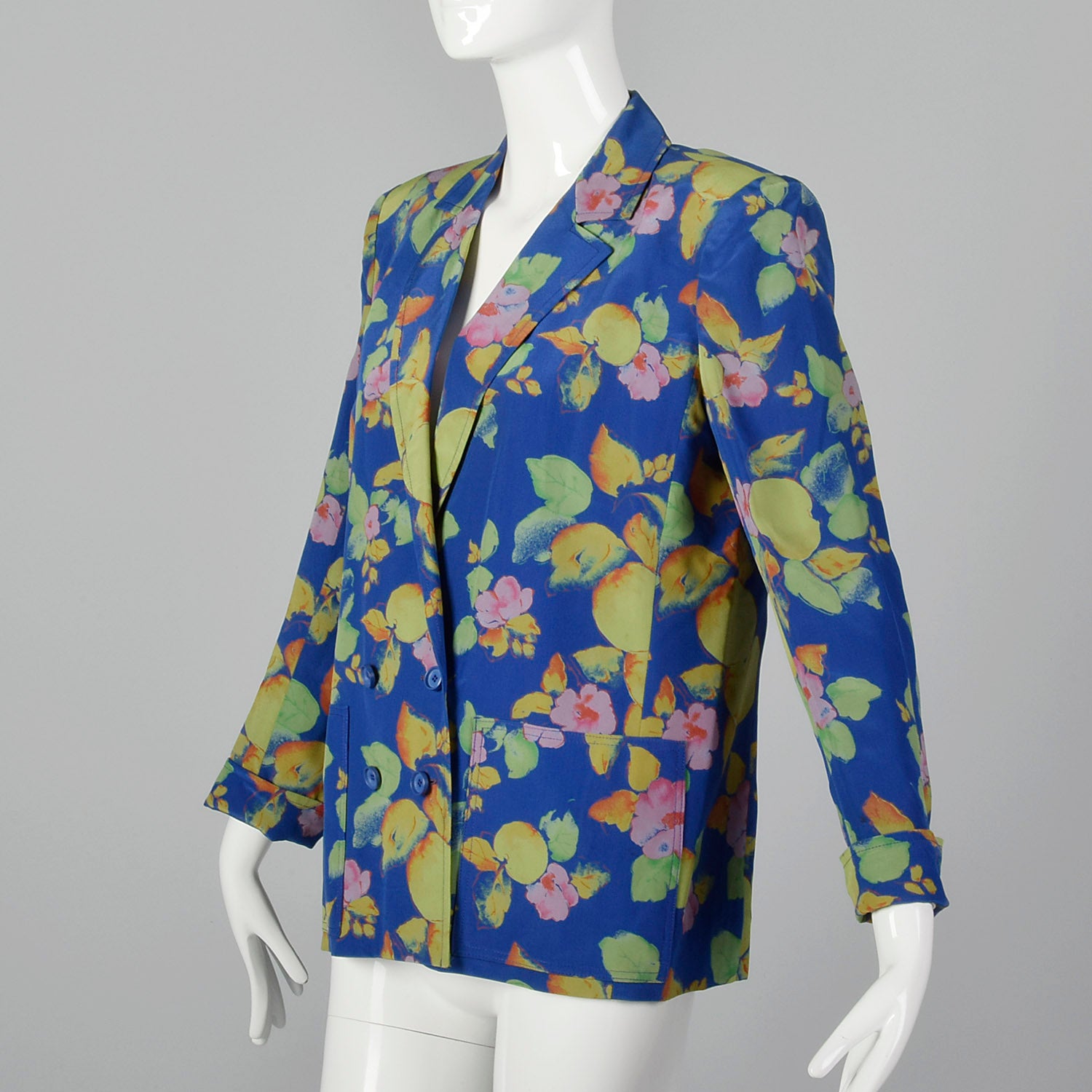 1980s Jean Louis Scherrer Boutique Numbered Silk Floral blazer