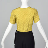 1940s Yellow Dress with Unique Hip Tie Sash