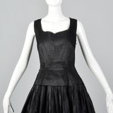 1950s Mollie Parnis Black Dress with Pleated Bodice