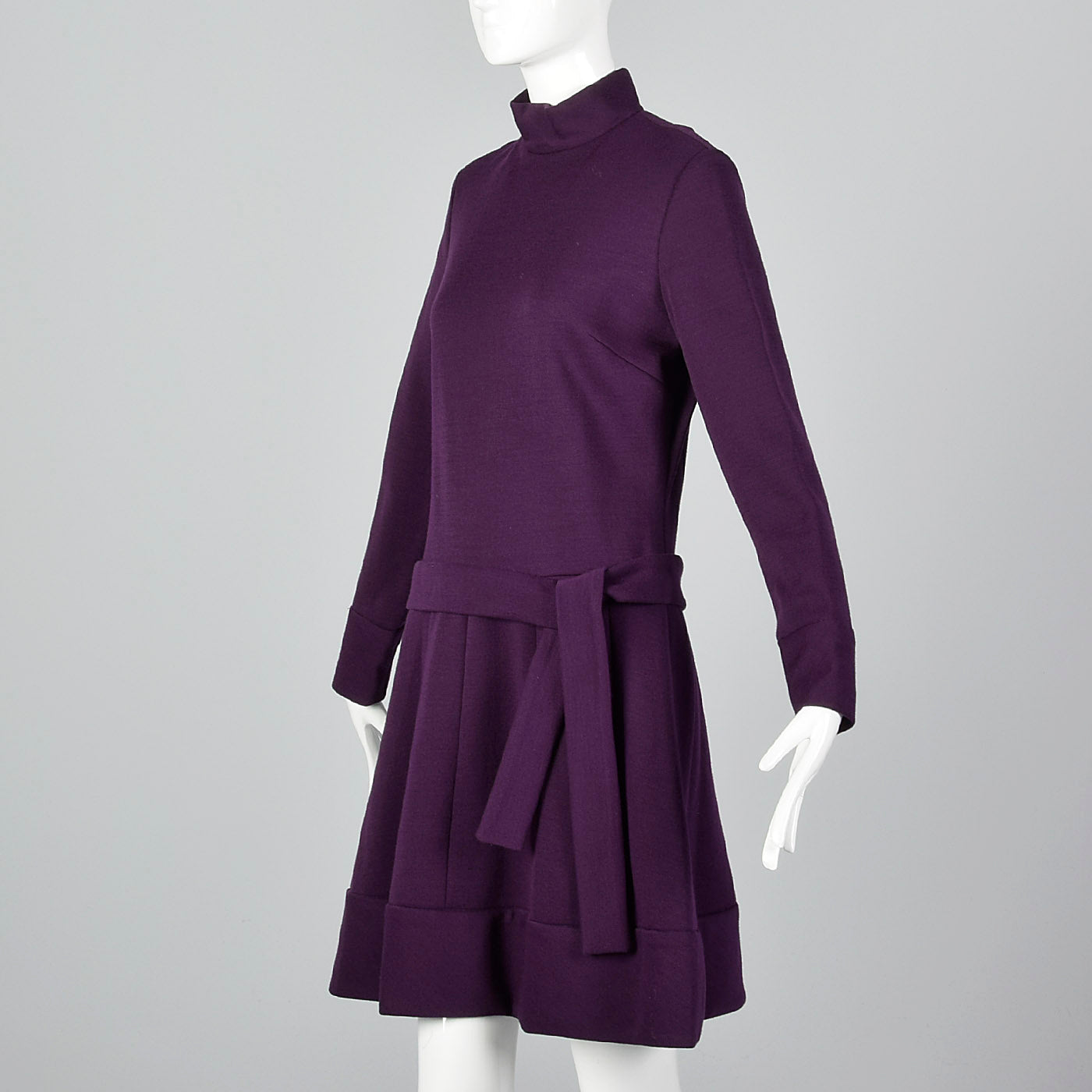 1960s Purple Knit Dress with Dropped Waist