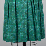 1950s Teal Print Cotton Day Dress