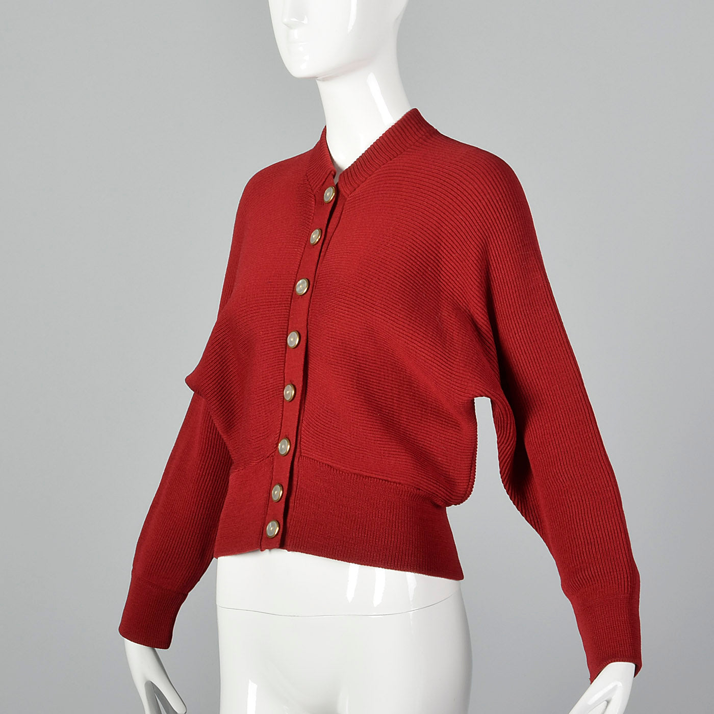 1950s Dark Red Cardigan with Dolman Sleeves