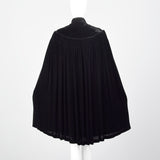 1930s Black Silk Velvet Cape with Cartridge Pleats