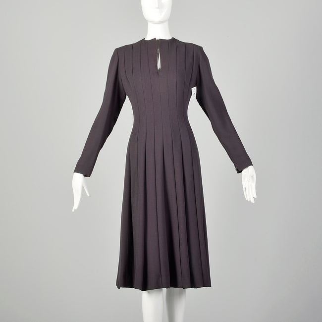 Large 1970s Pauline Trigere Long Sleeve Panel Dress