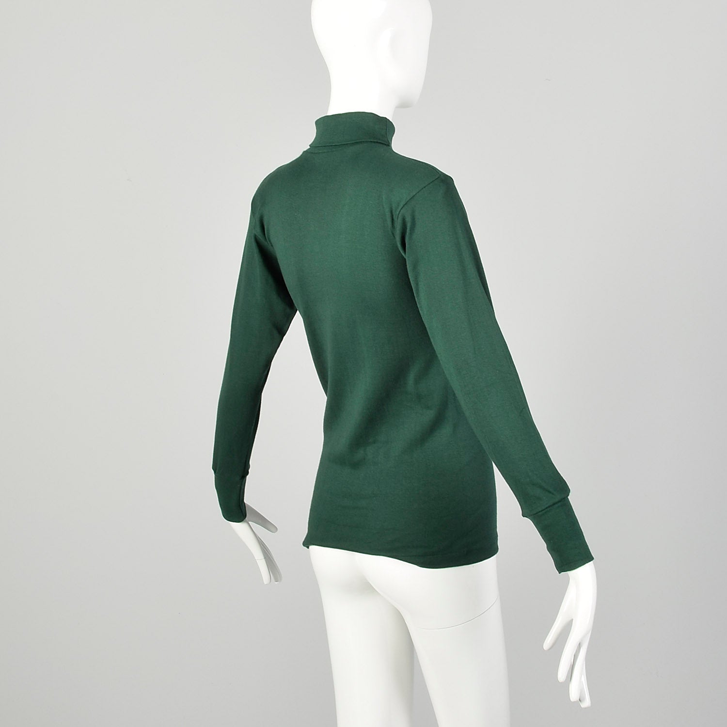 XS 1960s Deadstock Green Lightweight Long Sleeve Turtleneck Shirt