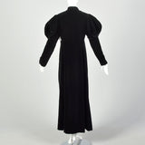 XS 1940s Black Velvet Opera Coat Juliet Sleeves Pussybow