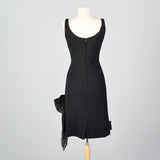 1950s Black Dress with Rhinestones and Asymmetric Bow