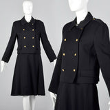 1960s Black Military Inspired Skirt Suit
