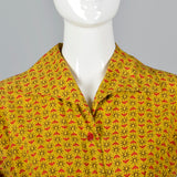 1950s Gold Novelty Print Cotton Day Dress with Eagles and Laurel Crests