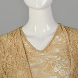 XL 1920s Lace Dress Jacket Set Casual Summer Art Deco Buckle As Is