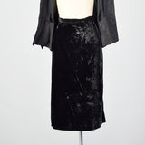 1950s Black Crushed Velvet Skirt Suit
