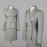 1990s Richard Tyler Black & White Plaid Skirt Suit