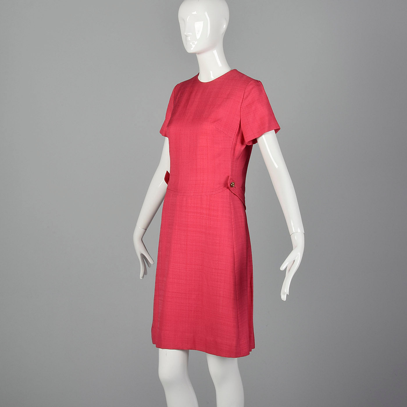 1960s Pink Linen Blend Shift Dress