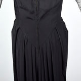 1950s Black Dress with Lace Illusion Neckline