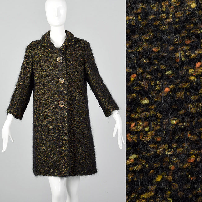 1960s Black Mohair Coat