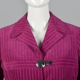 1960s Pink Corduroy Skirt Suit with Mod Silver Clasp Closures