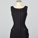 1950s Brown and Black Wool Jumper Dress