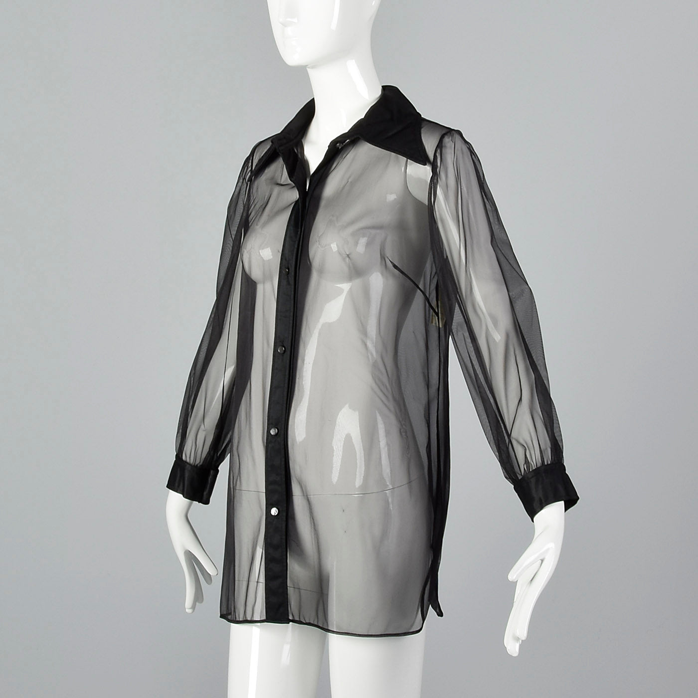 1970s Mary Quant Sheer Black Shirt